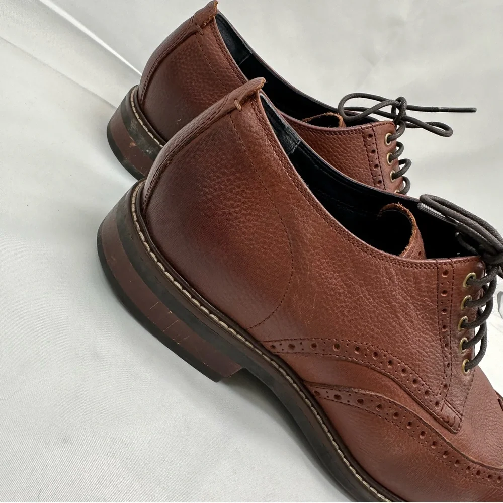 Cole Haan Men's Grand.Os Watson Brown Pebble Leather Wingtip Oxford Shoes 10 M